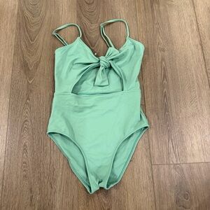 Reformation Green one piece tie front bathing suit XS